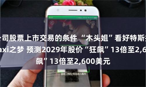 公司股票上市交易的条件 “木头姐”看好特斯拉Robotaxi之梦 预测2029年股价“狂飙”13倍至2,600美元